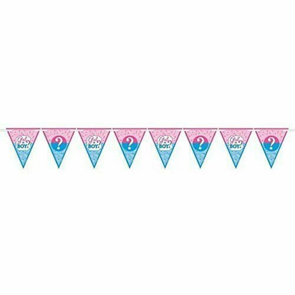 15ft Girl Boy Baby Shower / Gender Reveal Pennant Flag Banner Party Decorations - Picture 3 of 7